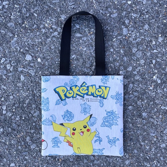 Vintage 1998 Pokemon Pikachu Handmade Short Handle Small Tote Bag